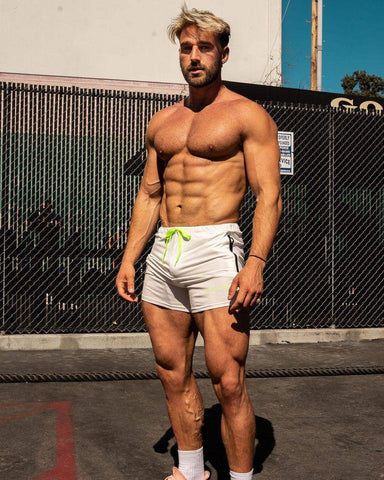 Agile Bodybuilding 4'' Shorts w Zipper Pockets - White - Jed North Canada
