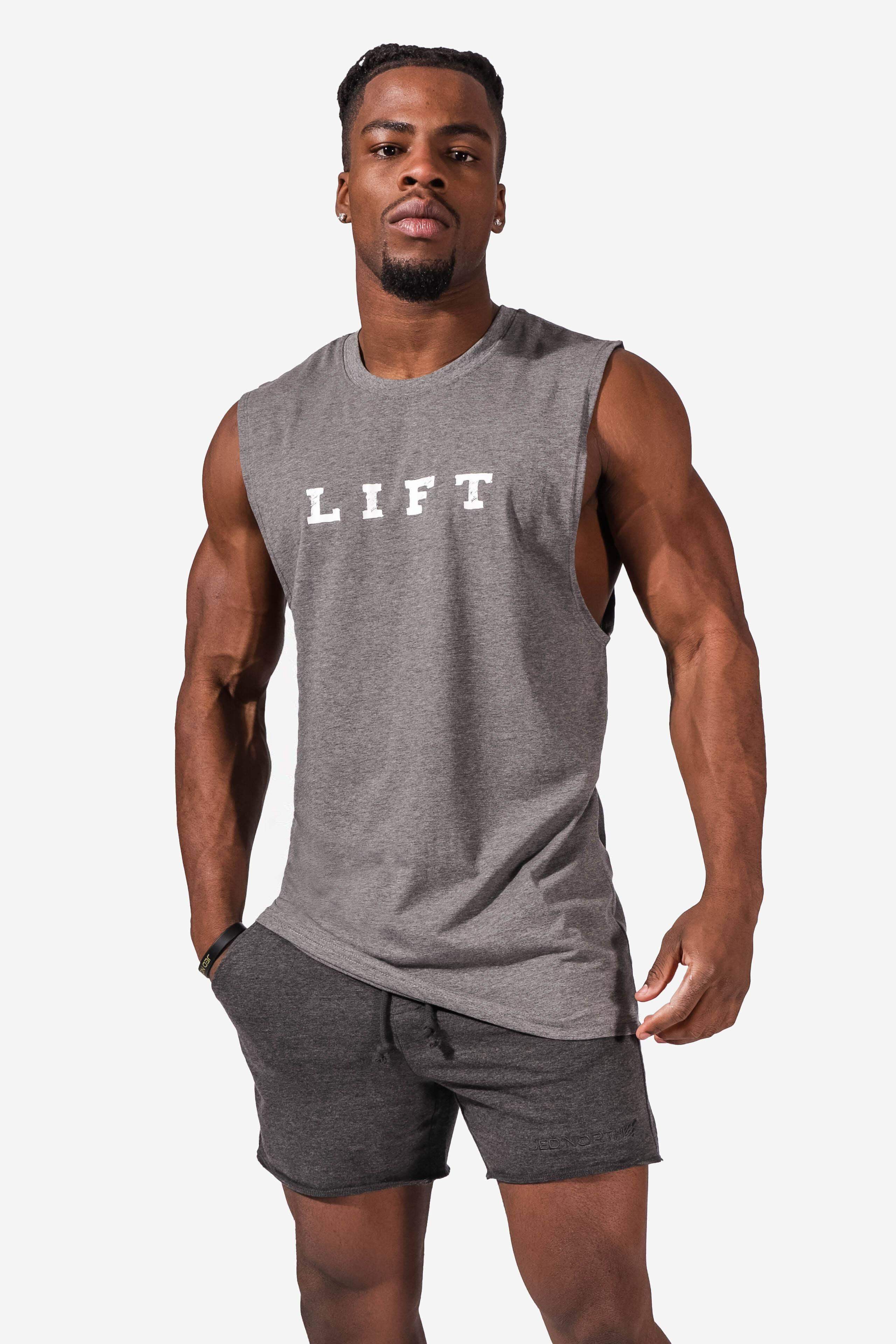 Men's Active Cut Off Sleeveless Tee - Gray (6569532784707)
